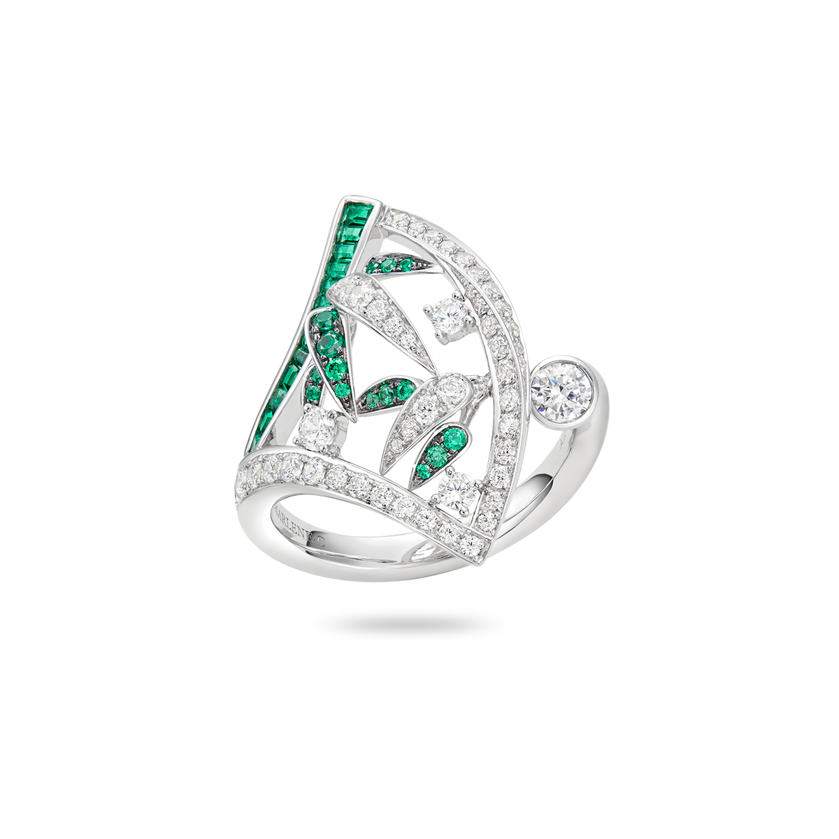 Bamboo Fan  Emerald Ring I